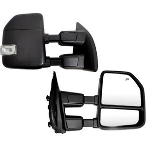 Pair Set Towing Mirrors Compatible with 1999-2016 Ford F250 F350 F450 F550 Super Duty Truck Side Tow Mirrors with Turn Signal and Auxiliary Lamp (Black)