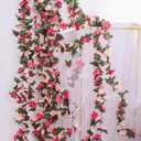 Miracliy 16 Pack 131 FT Flower Garland Decorations Plastic Artificial Flowers for Wedding Decoration Photo Booth Backdrop (Pink)