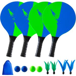U&C Planet Beach Paddle Ball Set, Badminton Rackets, Family Game for Kids and Adults, Indoor Outdoor Game Backyard Park Camping Yard for Boys, Girls All Ages
