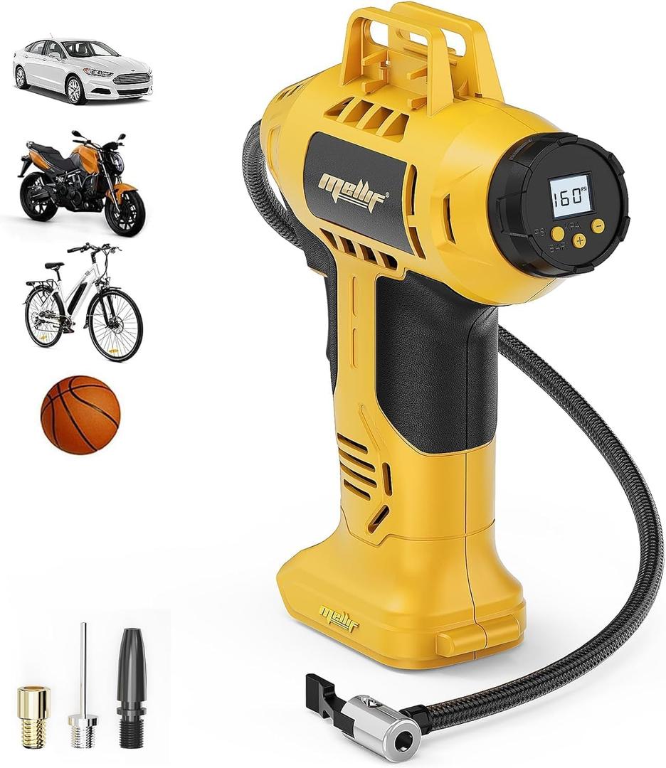 Tire Inflator Portable Air Compressor Compatible with Dewalt 20v Max Battery (TOOL ONLY), 160PSI Auto Shut-off Pump, Digital Pressure Gauge, Emergency LED Light, Auto Accessories for Car Bicycle Ball