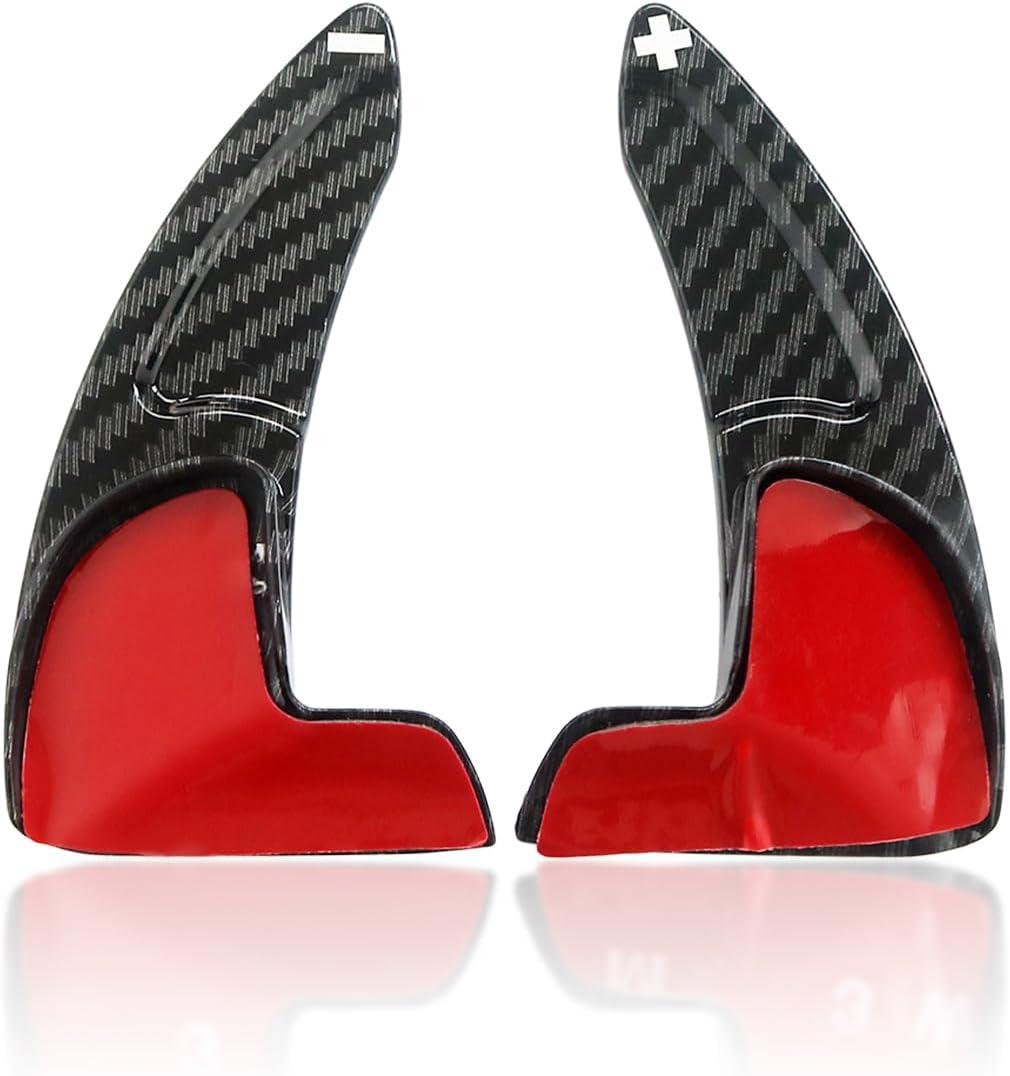 Steering Wheel Paddle Shifter Extension Cover Compatible for Challenger Durango Charger 2015-2023 Compatible for Grand Cherokee 2014-2020 Car Paddle Shifter Extended Shift Paddle Cover Trims (carbon fiber texture Black)