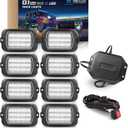 MICTUNING 2025 1000% Bright Q1 MAX RGB+IC LED Rock Lights, 192 LEDs 8 Pods Chasing Dreamcolor Extensible Underglow Multicolor Neon Light Underbody Lighting Kit with APP Control for Truck ATV UTV Boat