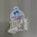 Wee Ones Girls' Classic French Satin Hair Bow on a WeeStay Clip with a Knot Wrap Center, Mini, White