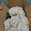 100 Pcs White Rose Artificial Flowers Bulk, Ivory Silk Fake Roses with Long Stem for Wedding Decoration, Bridal Bouquets, DIY Flower Wall, Party Table Centerpieces, Home Decor