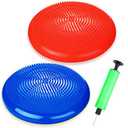 Silipull 2 Pcs Wiggle Seat Inflated Wobble Cushion Flexible Balance Disc with Air Pump for Core Stability Strengthening Improving Posture Physical Exercise(Blue and Red)