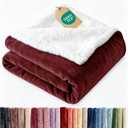 Sherpa Fleece Blanket Throw Size - Reversible Sherpa Fleece Throw Blanket - Super Soft Double Sided for Bed, Sofa, Couch - Thick, Warm, & Plush - Luxurious Bedding for Winter - Burgundy, 50" x 60"