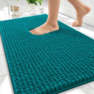 OLANLY Thick Chenille Absorbent Bathroom Rugs Mat 30x20, Deep Lake