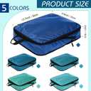 5 Pack Compression Packing Cubes for Travel Space Saving Cubes Luggage Organizer for Suitcase(Blue,M)