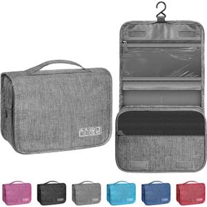 Toiletry Bag Travel Bag with Hanging Hook, Waterproof Shower Bathroom Hanging Toiletry Bag for Men Women, Small Multifunctional Makeup Cosmetic Bag, Portable Toiletries Bag Travel Organizer (Grey)