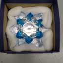 Crystal Lotus Flower Bicolor - Hue Reflection Glass Lotus Flower Feng Shui Home Decor Lucky Charm Crystal Figurine with Gift Box (Blue, 3.3 inches)