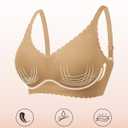 Seamless Jelly Bras for Women 3 Pack - Deep V Wireless Push Up No Wire Womens Bra Padded Comfort with Support for Gifts (M)