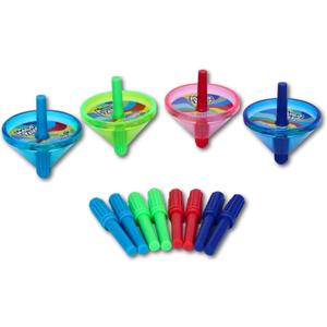 Creative Color Spin Tops Drawing Kit  4 Spinning Tops with 12 Marker Refills for Spiraling Fun and Art Creations, for Kids Ages 5+