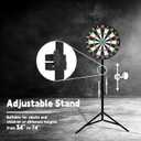 Dartboard with Stand, 34"-74" Adjustable Height Dartboard Stand for Adults, 18" Dart Board, Sturdy Tripod, Portable Design with 6 Darts for Travel, Home, Bars, or Outdoor Games