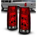AmeriLite for Chevy GMC FullSize C/K Silverado Sierra Pickup Suburban Crystal Red Smoke Replacement Brake Tail Lights Set - Passenger and Driver Side