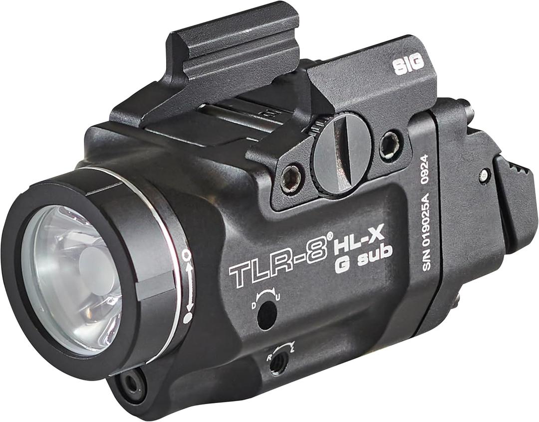 Streamlight 69477 TLR-8 HL-X G sub USB 1000-Lumen Weapon Rail-Mounted Rechargeable Tactical Flashlight with Integrated Green Aiming Laser for Sig Sauer P365 /XL Rail Only, Black