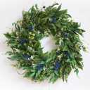 HomeKaren Wreaths for Front Door 26", Door Spring Wreath with Eucalyptus Olive Boxwood Leaves, Greenery Wreath Door Decoration for Spring Summer All Season Home and Outdoor