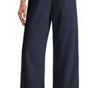 Libin Women's Wide Leg Cotton Linen Pants (Blue, XXL)