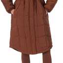 Essentials Women's Oversized Quilted Coat, Deep Brown, X-Large