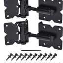 Self Closing Gate Hardware Hinges Heavy Duty for Wooden/Vinyl/PVC Fences,90 Degree Adjustable, with Installation Screws and Swing Adjuster Tool,2 Pack/Set,Black