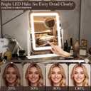 15" x13" Vanity Mirror with Lights, LED Makeup Mirror with Lights,10X Magnification Vanity Mirror with 360Rotation, 3 Color Modes Dimmable Lighted Mirror Makeup for Desk, Travel, White