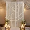 Frienda 10x10 ft Wedding Arch Draping Fabric for Backdrop Pearl Decor Photo Backdrop Curtain for Wedding Birthday Parties Baby Showers Bridal Showers Photo Shoots and Home Decorations Ivory White, 3 x 3 meters
