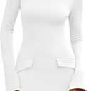 PRETTYGARDEN Womens Fall Long Sleeve Mini Dress 2025 Trendy Boat Neck Bodycon Knit Elegant Short Party Formal Dresses (White, M)