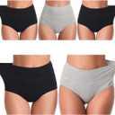 UMMISS Womens Underwear,Cotton High Waist Underwear for Women Full Coverage Soft Comfortable Briefs Panty Multipack (Large, Black-grey-total 5 Pack)