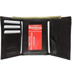 MARSHAL Ladies Black Leather Lambskin Wallet W Coin Purse 796