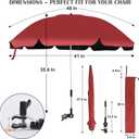 Blissun Beach Umbrella with Clamp, Adjustable Umbrellas for Chair, UPF50+ Sun Shade Umbrella for Beach Chair, Wheelchair, Camping Chair, Patio Chair, Golf Carts (Chair Not Included)