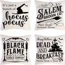 PSDWETS Halloween Decor Throw Pillow Covers Set of 4 Halloween Decorations Hocus Pocus Farmhouse Saying Fall Pillow Covers 18 x 18 Inches for Home Couch (Cream)