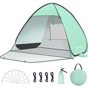 Glymnis Pop Up Beach Tent Beach Shade Tent for 1-2 Persons Sun Shelter UPF 50+ Enclose Zipper Door Portable Easy Up Beach Tent