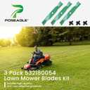 532180054 Lawn Mower Blades for Husqvarna 48 inch Mower Blades | Fit YTH24V48 YTH24K48 YTH2348 YTH2448 Craftsman Poulan Pro, Replace 532173920 180054 High Lift Mulching, with 532193003 Bolts