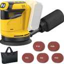 Random Orbital Sander Compatible with Dewalt 20V MAX Battery(NO Battery)5" Cordless Palm Orbital Sander With Storage Bag, Dust Collector, 3 Variable Speeds, 15Pcs Sandpaper