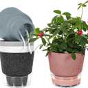 GREATLINK 6 Inch Self Watering Plant Pots  Indoor Planter for Succulents, Orchids, Bonsai & Flowers, Durable Nursery Pots with Automatic Watering System (Set of 5)