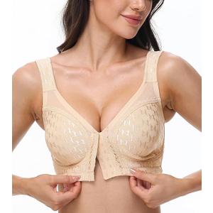 Arm Ma Wirefree Front Closure Bra for Women Minimizer(Nude,46D)