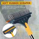 2 in 1 Cleaning Scrub Brush Grout Brush Scrape Floor Scrub Brush with Long Handle V-Shape Stiff Bristle Brush Scrubber with Squeegee 120°Rotating Shower Scruber for Cleaning Bathroom Glass Wall