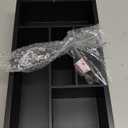 Ameuphercy Wood Paper Plate Dispenser, Paper Plate Holder with Large Cup Holder for Kitchen Counter, Rustic Silverware Utensil Caddy with Large Cup Holder, Utensil Holder for Kitchen Accessories (Black)