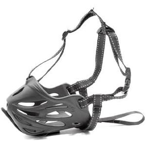 Leerburg's Lightweight Conditioning Dog Training Muzzle with Forehead Strap, 3-Strap Design, Safety Loop, Treat Reward Flap, Black (2-1.5" x 7")