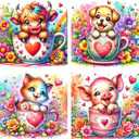 Benjenes 4 Pack Paint by Numbers for Kid Ages 4-8, Animals Paint by Number Kits for Kids, DIY Animal Oil Painting Suitable for Home Decoration (8x8inch)