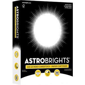 Premium Astrobrights White Cardstock, 8.5" x 11", 110 lb. Index, 94 Brightness, 200 Sheets - Heavyweight Astro White Card Stock for Invitations, Business Cards, Crafts and Printing