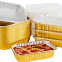 40 Pack 8.7"×6" Aluminum Foil Pans with Lids Heavy Duty 2.25 LB Capacity Foil Food Containers with Lids, Disposable Tin Foil Pans with Lids for Baking, Meal Prep, Freezer, Heating and Takeout