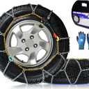Snow-Chains Auto Fixing 1 Min Quick Fit Easy Installation Tire-Chains, Portable Reusable Universal Emergency Tire Traction Chain for Passenger Car, Pickup Trucks and SUV - Set of 2 (HKN-80)