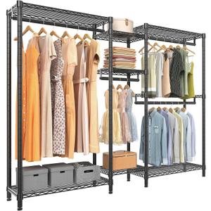 VIPEK Classic V6 Medium Wire Garment Rack Heavy Duty Clothes Rack for Hanging Clothes, Metal Freestanding Closet Wardrobe Racks 59.8" L x 14.6" W x 76.4" H, Max Load 750lbs, Black