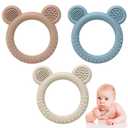 Eascrozn Teething Toys for Babies 0-6 Months, 3 Pack Silicone Baby Toys 6 to 12 Months, BPA Free Soft Textured Teething Relief Soothing Sore Gums Baby Essentials