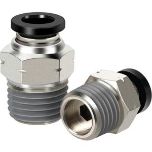 4 x Pneumatic Male Straight 1/4 Inch Tube OD x 1/4" NPT Push to Connect Fittings Mode PC1/4xN02(Pack of 10)