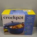 Overmont Enameled Cast Iron Dutch Oven - 7QT Pot with Lid Cookbook & Cotton Potholders - Heavy-Duty Cookware for Braising, Stews, Roasting, Bread Baking Blue