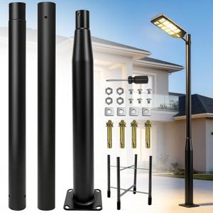 20FT Street Light Pole, Galvanized Steel Post with Rebar Base