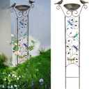 SUNNYPARK Bird Bath with Trellis Outdoor, Antique Garden Iron Plant Trellis with Decorative Dragonfly Detachable Bird Bath Bowl Metal Potted Plant Support for Climbing Flowers