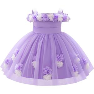 IBTOM CASTLE Toddler Baby Flower Girl Dress for Fairy First Birthday Party (Purple)