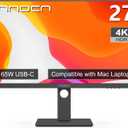 INNOCN 27 Inch 4K Monitor 3840 x 2160 LCD IPS Display, HDR400, USB C 65W, DP, HDMI, PC Monitor for Mac Laptop, 1.07B+ Colors, Built-in Speakers, Pivot/Height Adjustable Stand, Black